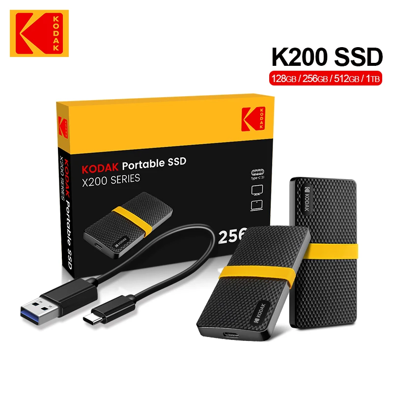 코닥 X200 휴대용 SSD 2TB 1TB USB 3.1 C 타입 외장 드라이브 하드 디스크, 512GB 256GB 솔리드 스테이트 드라이브, PS4 노트북 맥북 PC용