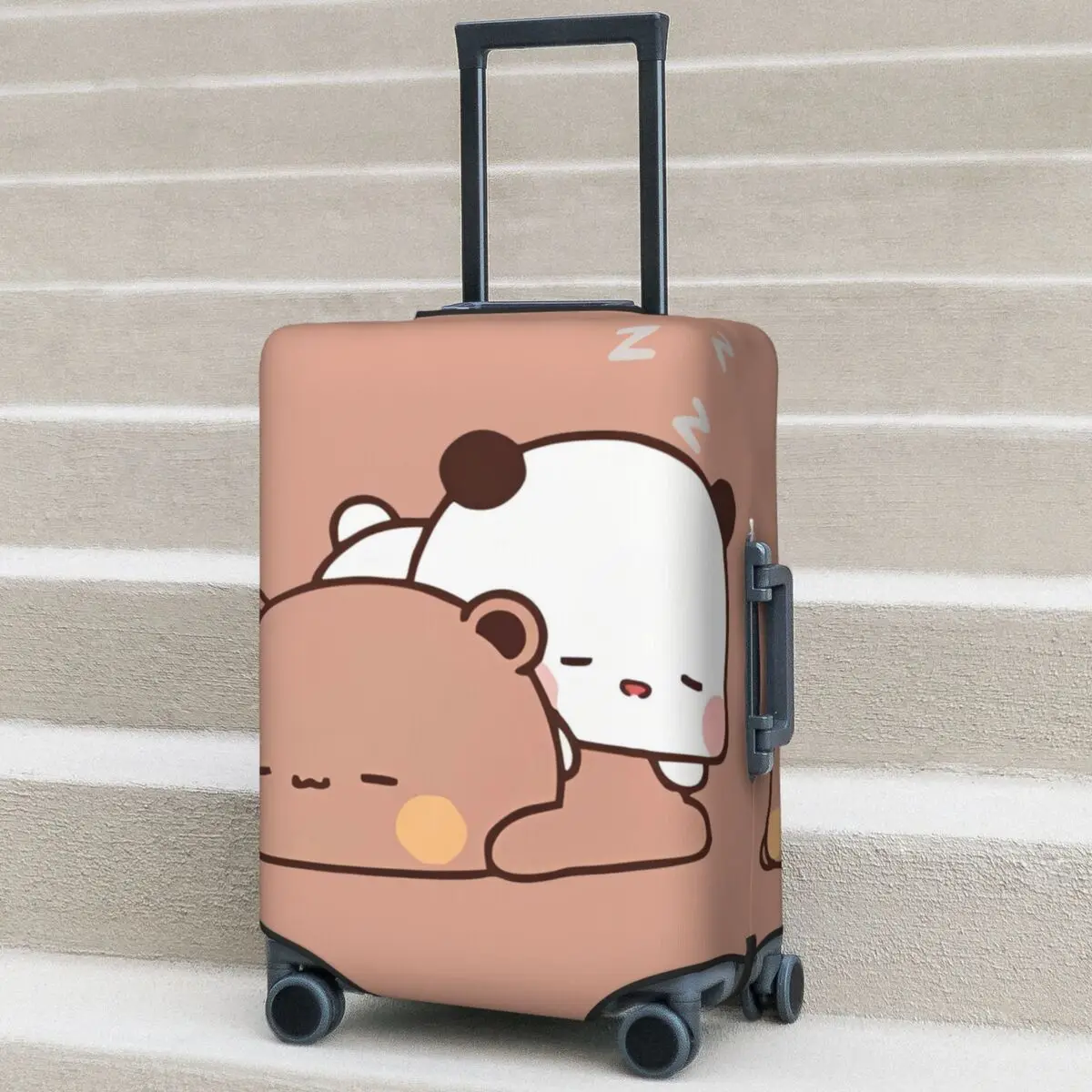 

Peach And Goma Bubu Dudu Balloon Suitcase Cover Holiday Cute Bear Practical Luggage Accesories Travel Protection