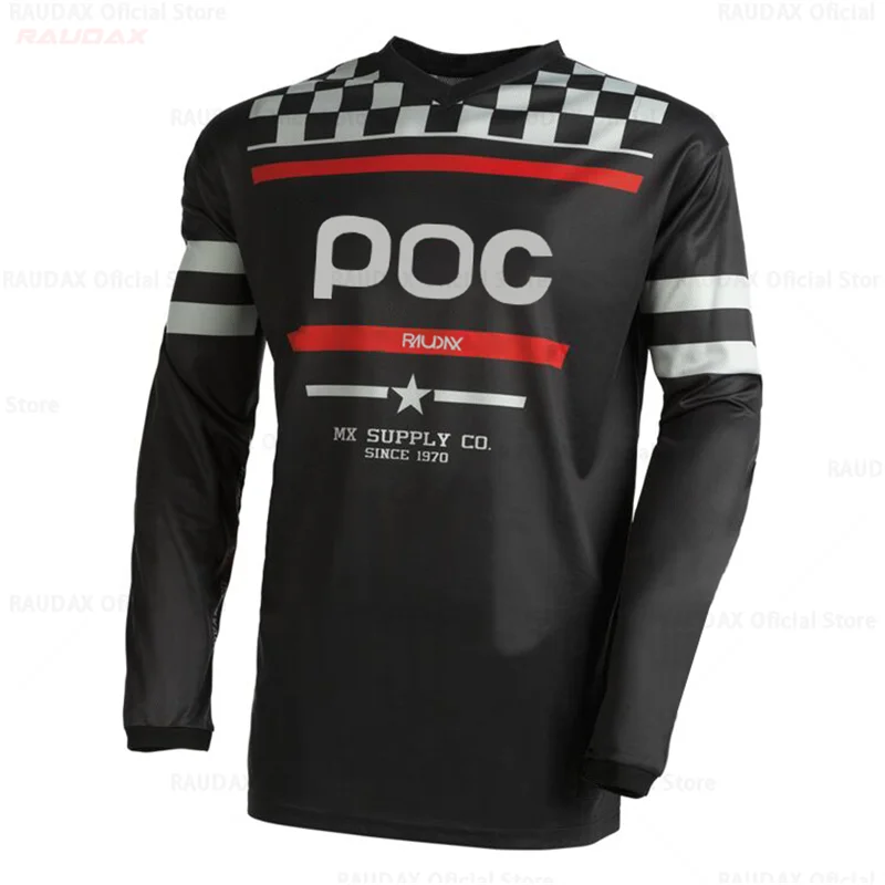 New Men MTB Jersey RAUDAX POC koszulka zjazdowa Motocross Mountain Enduro koszulka rowerowa Offroad DH koszulka kolarska odzież Maillot