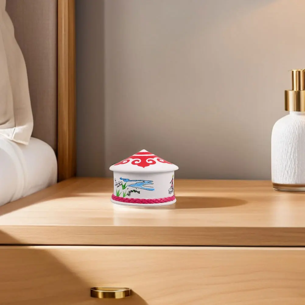 

2 шт., маленькая шкатулка для драгоценностей в форме монгольского юрта, портативный дорожный органайзер, чехол для хранения серег, колец, брелоков