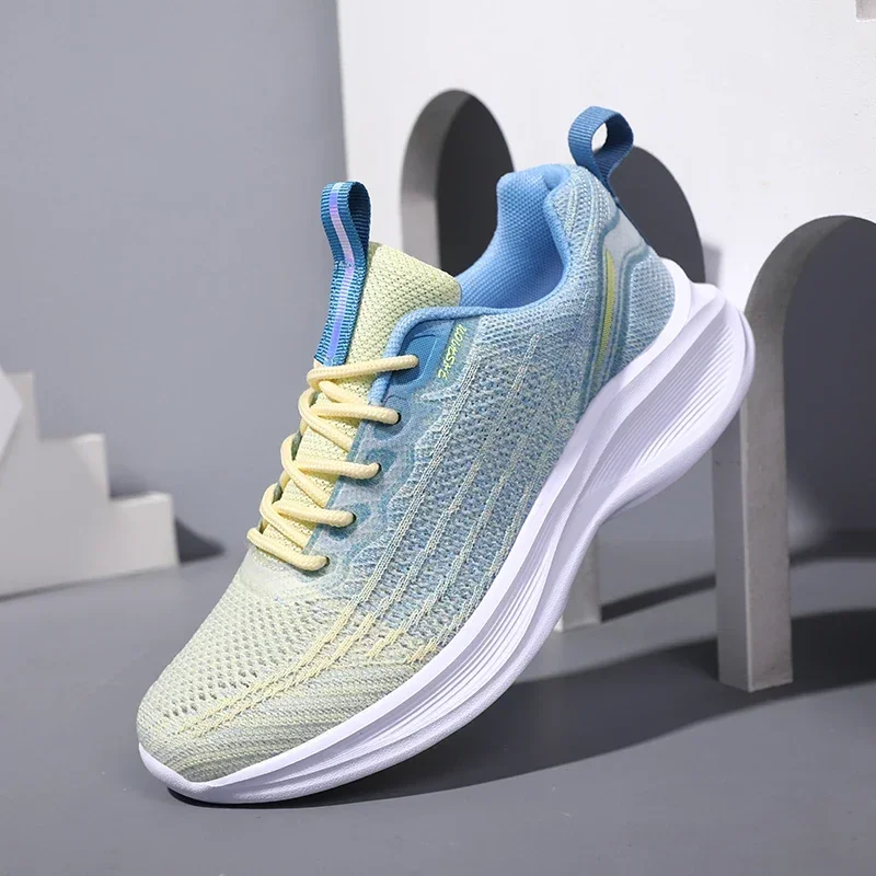 Women Mesh Breathable Fitness Casual Sneakers Flying Woven Four Seasons Running Shoes Ladies Comfortable Non-Slip Jogging Shoes