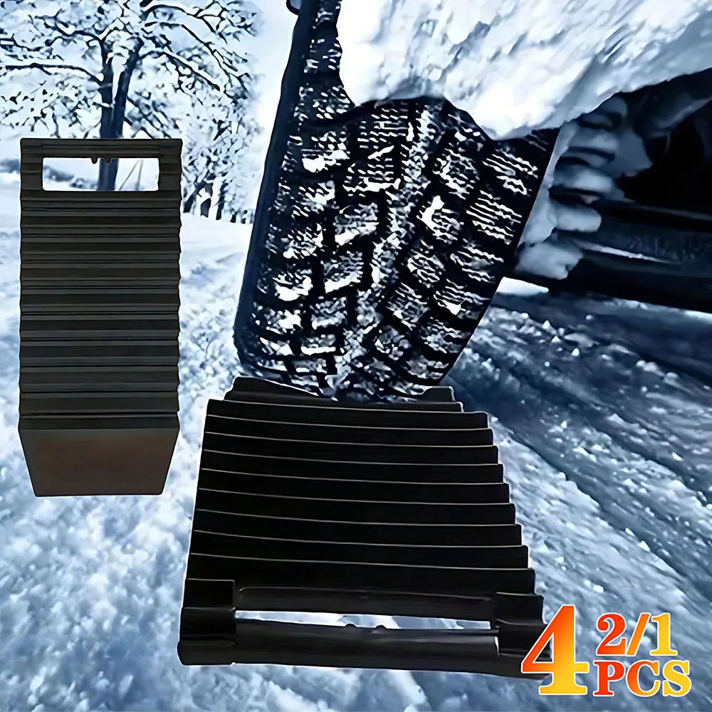 1-4PCS Universal Car Wheel Anti Skid Pad Tire Ladder Snow Ice Emergency Portable NonSlip Tire Traction Mat Plate for Vehicles
