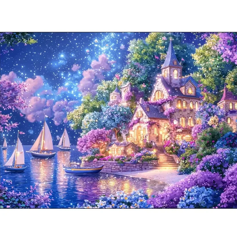 

500/1000/1200/2000PCS Jigsaw Puzzles Dream Castle by the sea Family Activity Games for Gameroom Bedroom Home Decor Gift