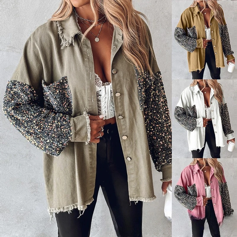 

European and American Bead Splicing Temperament Cardigan Jacket Exquisite Simple Fashion Trend Casual Personality High Value
