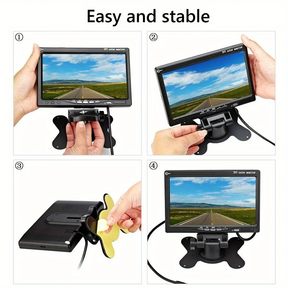 Truck Caravan Rear View HD LCD Monitor System + Reverse Camera, TFT-LCD Screen, Adjustable Mount & Adhesive Strips