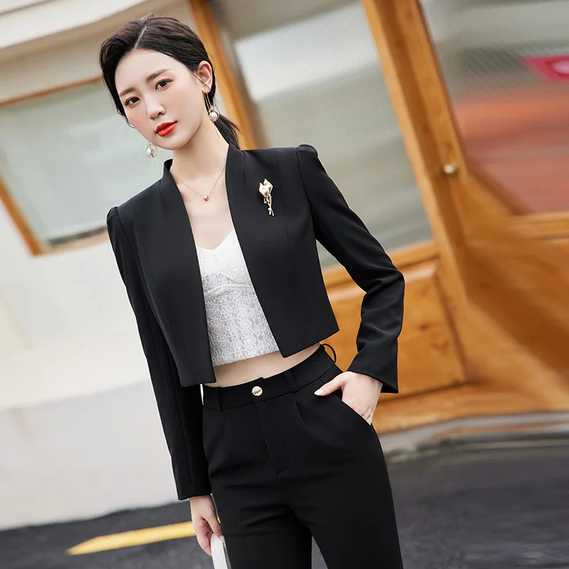 Costume Deux Pièces Femme - Veste + Pantalon Large - Style Bureau élégant Décontracté - Matière Polyester Respirante