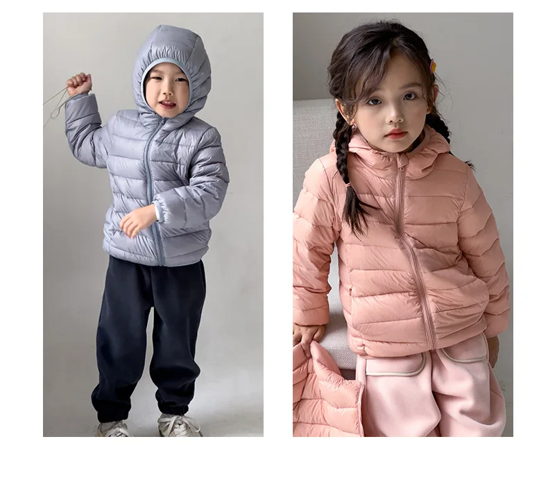 Winterkleidung für Jungen und Mädchen, leichte Daunenjacke, mittelgroßer, verdickter warmer Kindermantel mit Kapuze – Detail 17