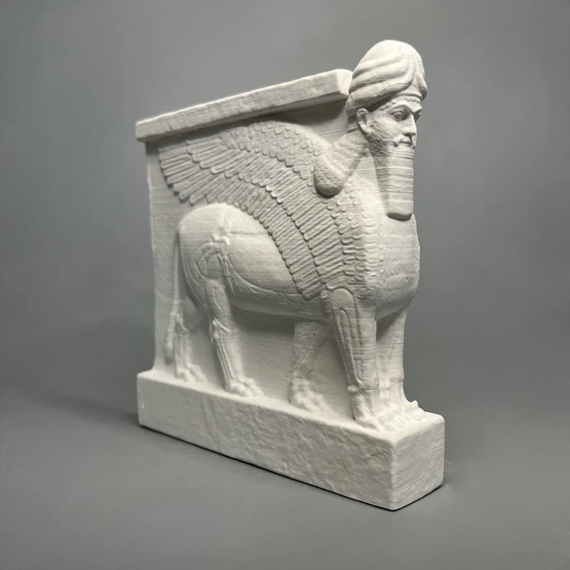 Iraqi Assyrian Cultural People Head-Winged Bull Statue Plaster Sculpture Decoration Home Birthday Creative Ornaments