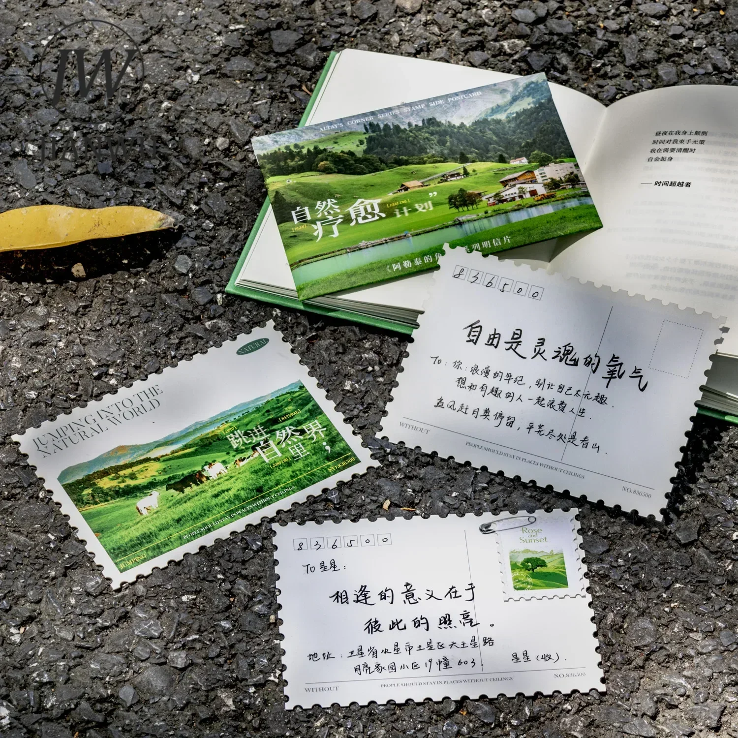 JIANWU Altay's Corner Series INS Travel Scene Landscaping Material Collage Stamp Postcard Creative DIY Journal Stationery