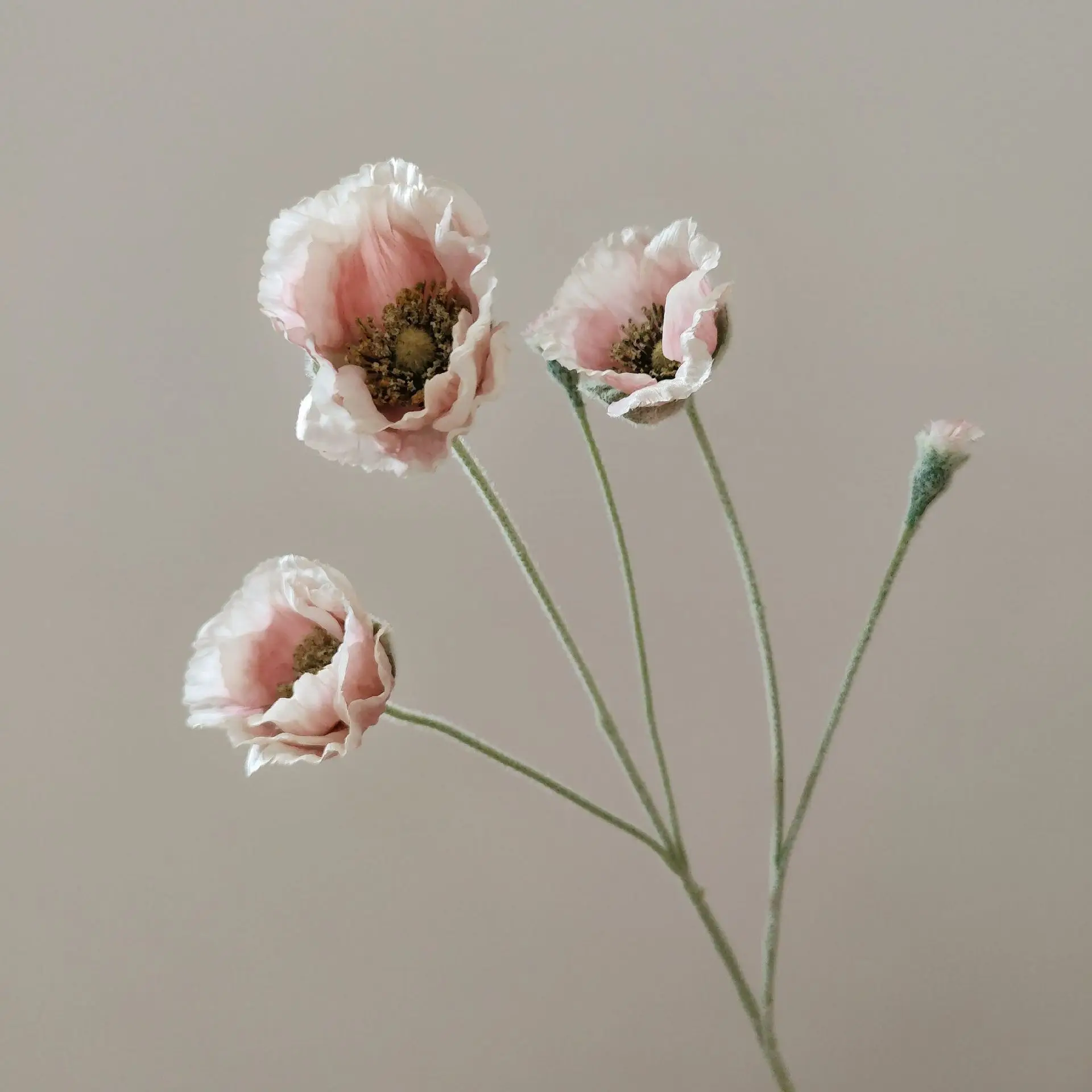 5 Stück künstliche beflockte Mohnblumen für Heimdekoration, Seidenmohn, Brautstrauß, Hochzeitsdekoration, Party, künstliche Blumenarrangements – Detail 22