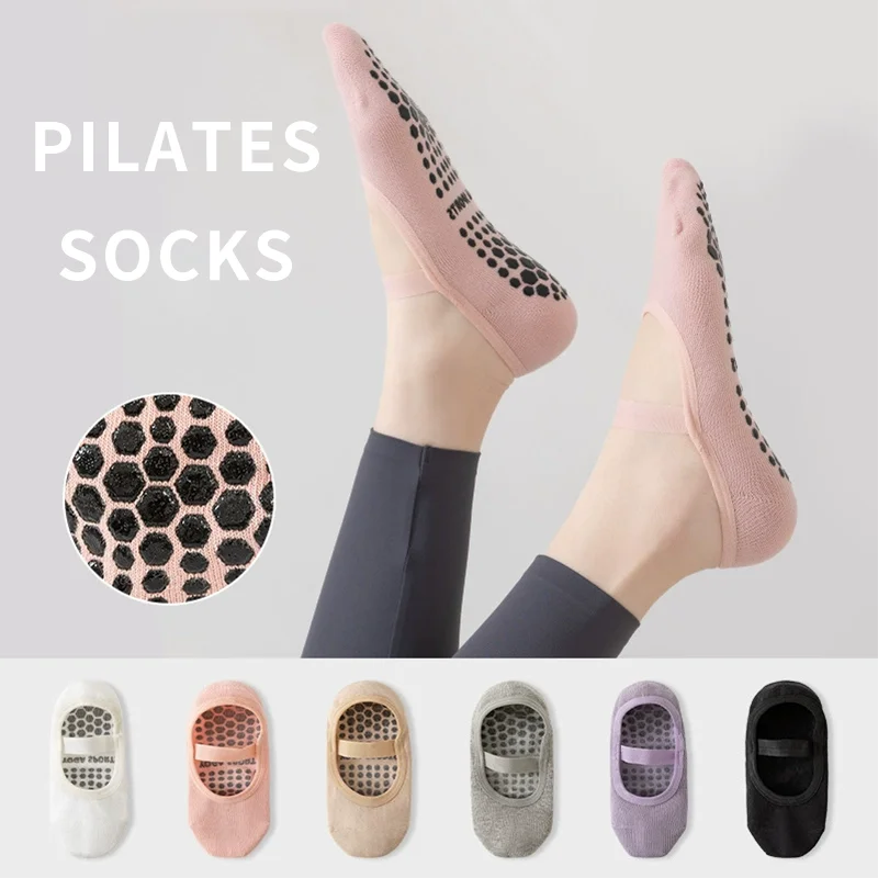 

Non-Slip Pilates Socks with Silicone Grips-Breathable Yoga Socks for Women, Anti-Skid Dance Ballet Pilates Sports Socks