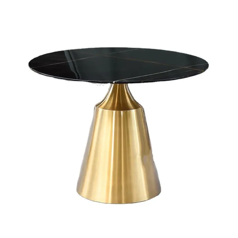 

Nordic, round marble, dining table black design new, stainless steel