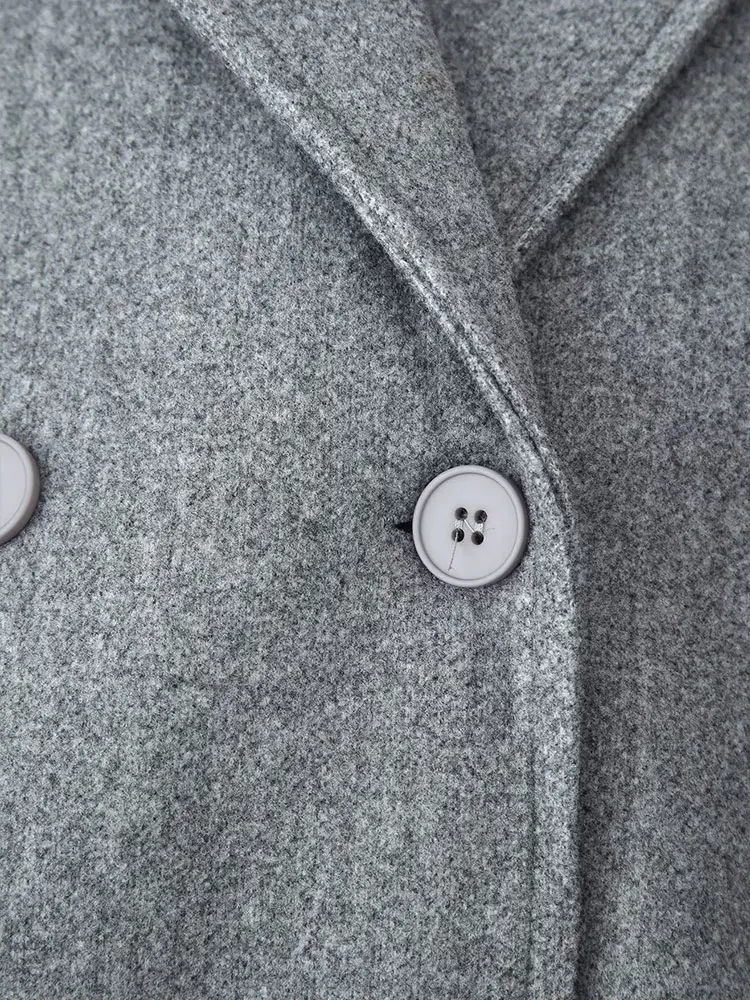 NLZGMSJ Casual Vintage Chic Solide Frauen Quaste Dekoration Mantel V-ausschnitt Übergroßen Lange Jacken 2025, Herbst Winter Dicke Mäntel