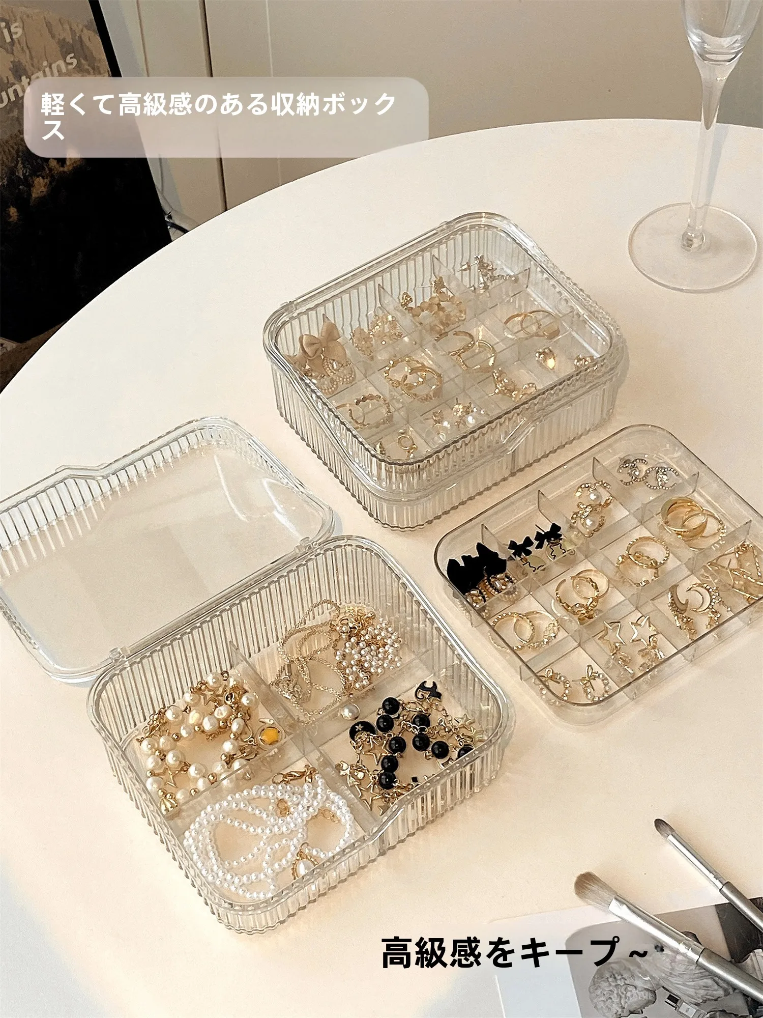 

Акриловая шкатулка для украшений, маленький портативный органайзер для серег, ожерелий, аксессуаров для волос, пылезащитный разделенный ящик для хранения для женщин