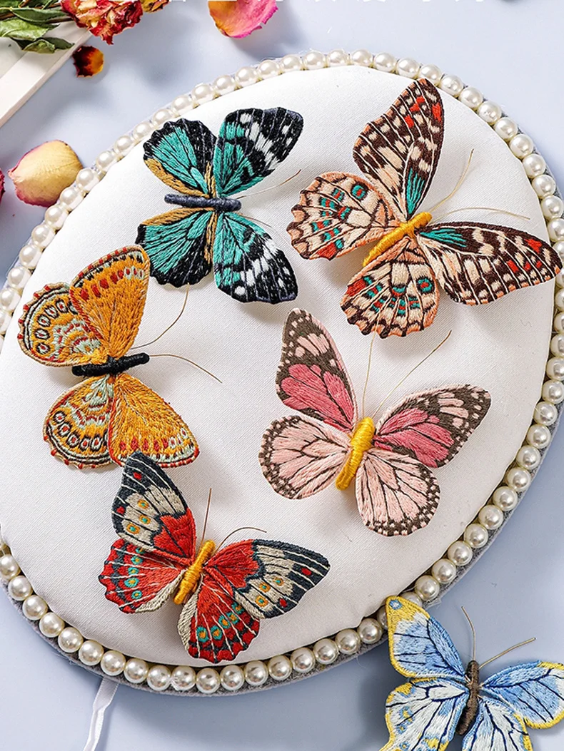 Starter Embroidery Kit Handmade Butterfly DIY Sewing Embroidered Kit With Hoop Embroideri Home Decor Needlework Cross-stitch Set