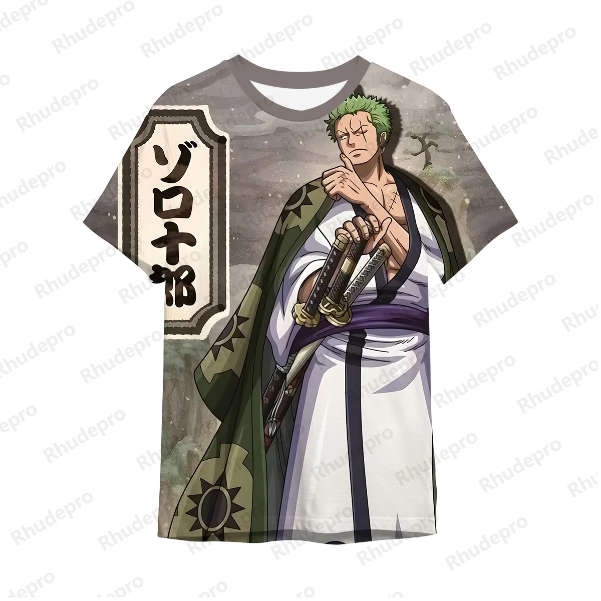 Camiseta infantil Monkey D Luffy, estilo Harajuku, Tops Roronoa Zoro, Vestuário de Streetwear curto, 5XL, 5XL, 2021