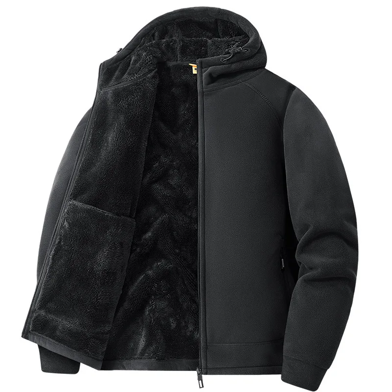 

Winter Fleece Jacket for Men and Women, New Autumn and Winter Hooded Cardigan Coat, Thickened and Fleece-lined Warm Coat