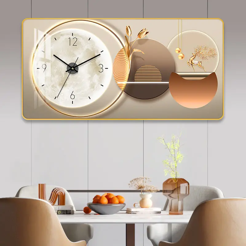 

New Modern Minimalist Decor Painting With Large Wall Clock For Home Living Room Restaurant Decoration Accessories Poster Art