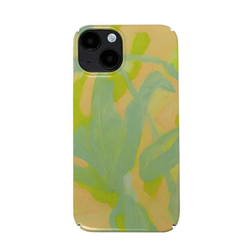 

Green Colored Leaf Watercolor Painting Phone Case for IPHONE 17 Air 16E 15 PROMAX 14 Plus 13 12 MINI 11 XR Acrylic Phone Cover
