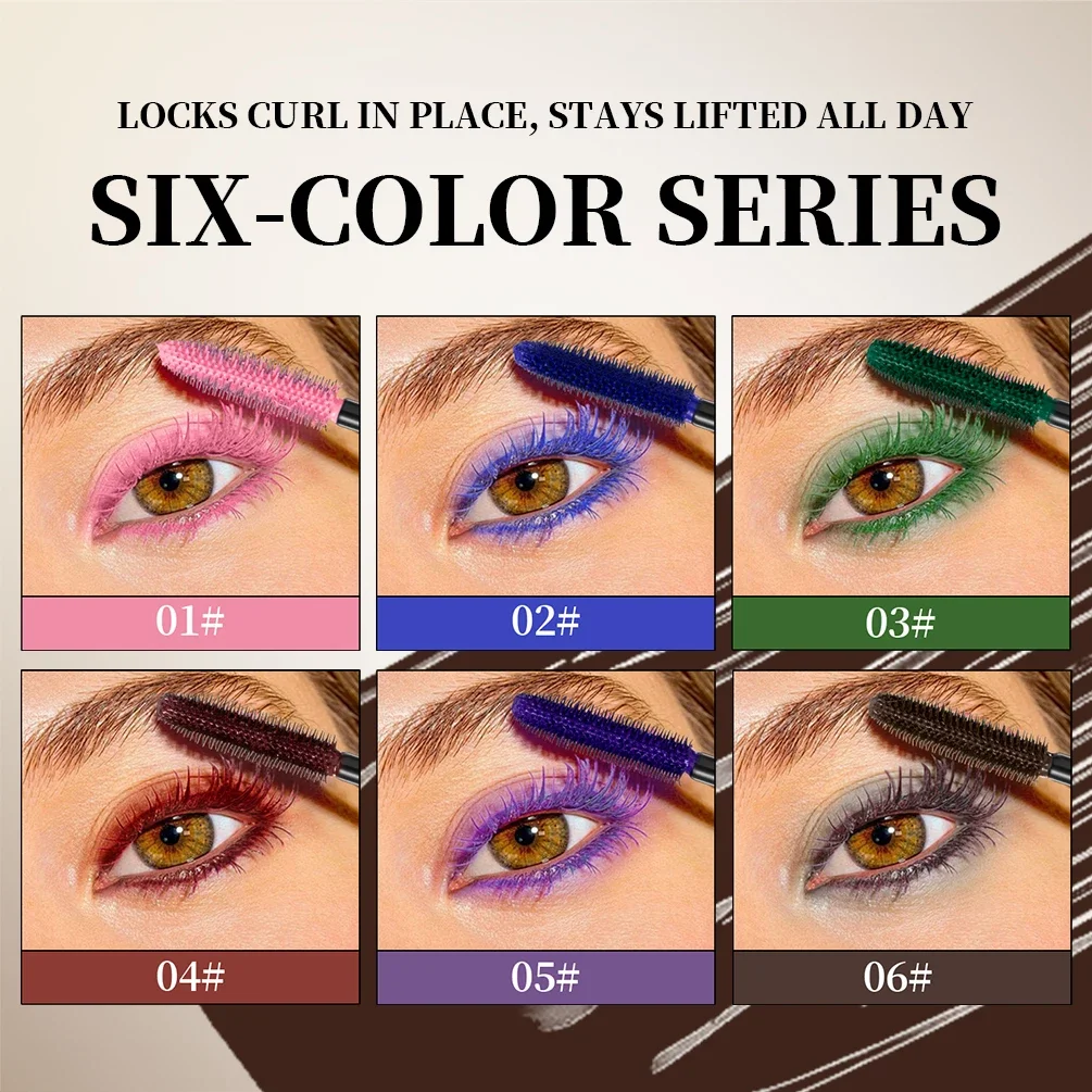 Qibest Dreidimensionale Wimperntusche Lila Blau Rot Wimperntusche Basis Langlebige, nicht verschmierende, dauerhafte Curling-Mascara-Styling-Tools