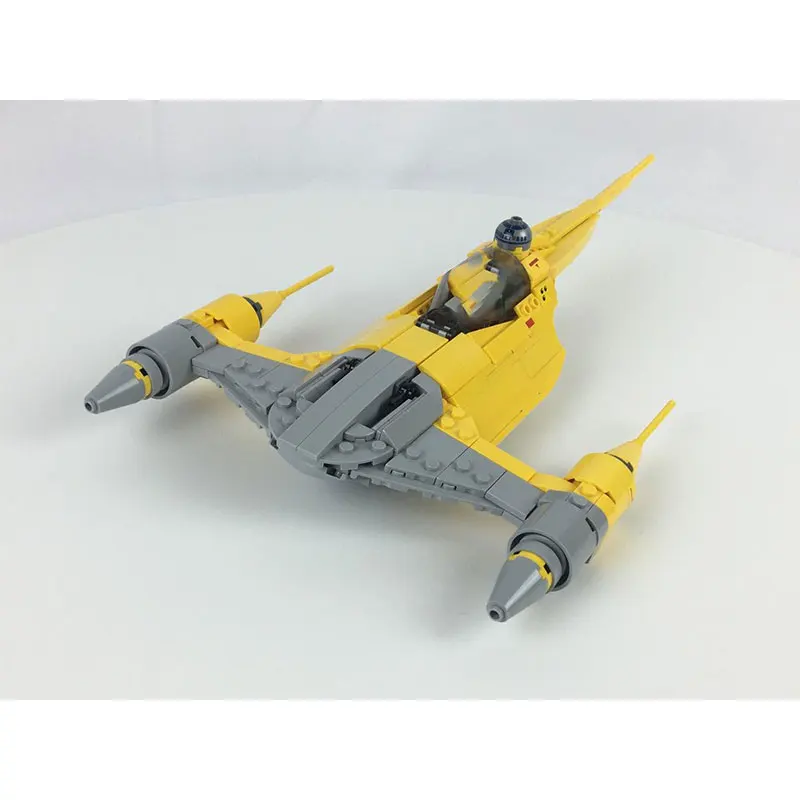 Moc bloco de construção série nave espacial filme quente amarelo nave espacial criativo tijolo modelo educação brinquedo aniversário MOC-102833 367 pçs