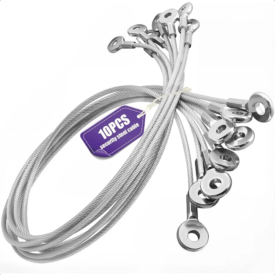 

10 упаковок защитного кабеля с петлями 1, 8-дюймовый кабельный замок с защитой от выпадения для инструментов, шнур для путешествий, большой велосипедный стальной провод, замок, кабель