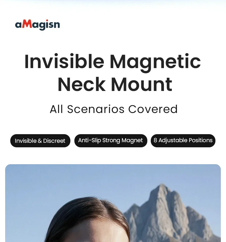 aMagisn Unsichtbare Magnetische Nackenhalterung, POV Nackenhalterung für Gopro / DJI Pocket 4 / Insta360 Ace, Luna Ultra Zubehör – Detail 2