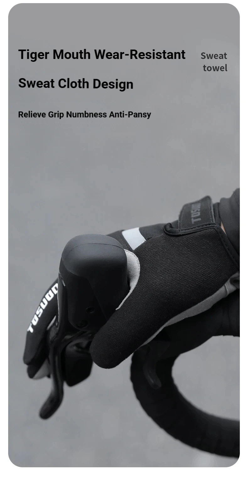 TOSUOD Winter-Fahrradhandschuhe MTB Vollfinger-Fahrradhandschuhe Touchscreen-fähig Rutschfeste Silikon-Handflächenauflage Fahr- und Reithandschuhe – Detail 10