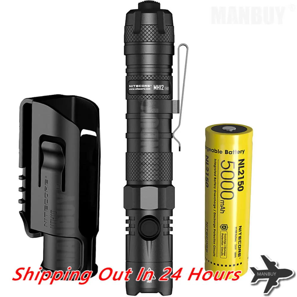 2026 Nitecore Multitask Hybrid MH12v2 With 5000mAh Battery USB-C Rechargeable Flashlight CREE XP-L2 V6 LED 1200LMs Outdoor Torch