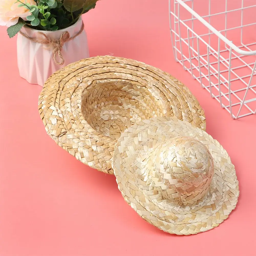 Multiple Sizes Crafts Woven Straw Hat DIY Decoration Doll Caps Toys Diy Doll Accessories