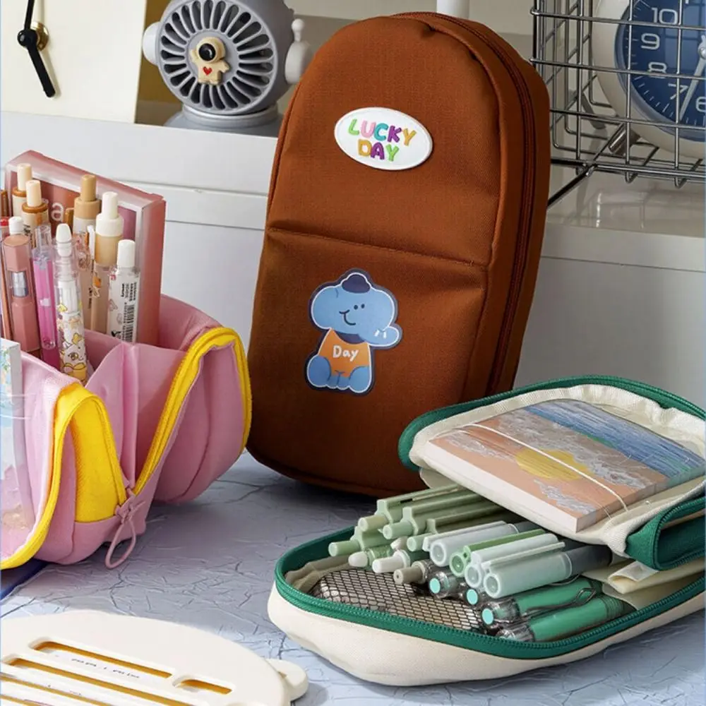 

Patchwork Double-layer Design Pen Bag Cartoon Letter Lovely Pencil Case Student Pencil Case Large Capacity