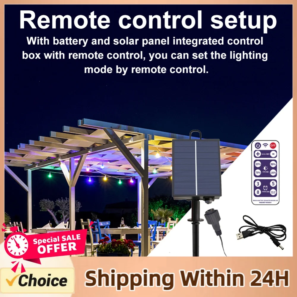 LED Light String Control Box 3.7V 1200mAh Solar Panel Control Box with Remote Control for 3.7V LED String Strip Lamp DC Charging