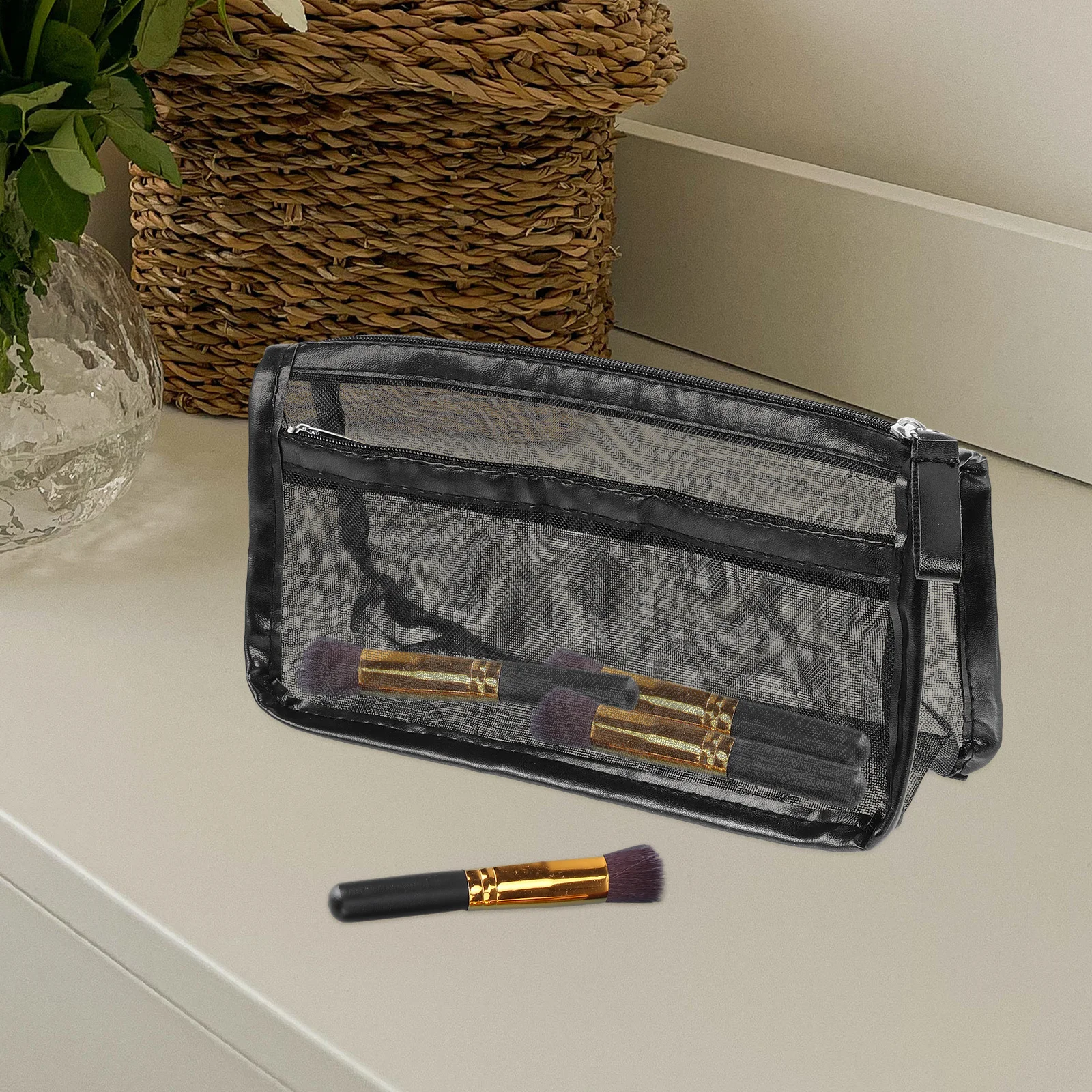 

Mesh Pencil Bag Large Capacity Zipper Design Pen Case Storage Organizer Stationery Holder Travel Makeup Bag