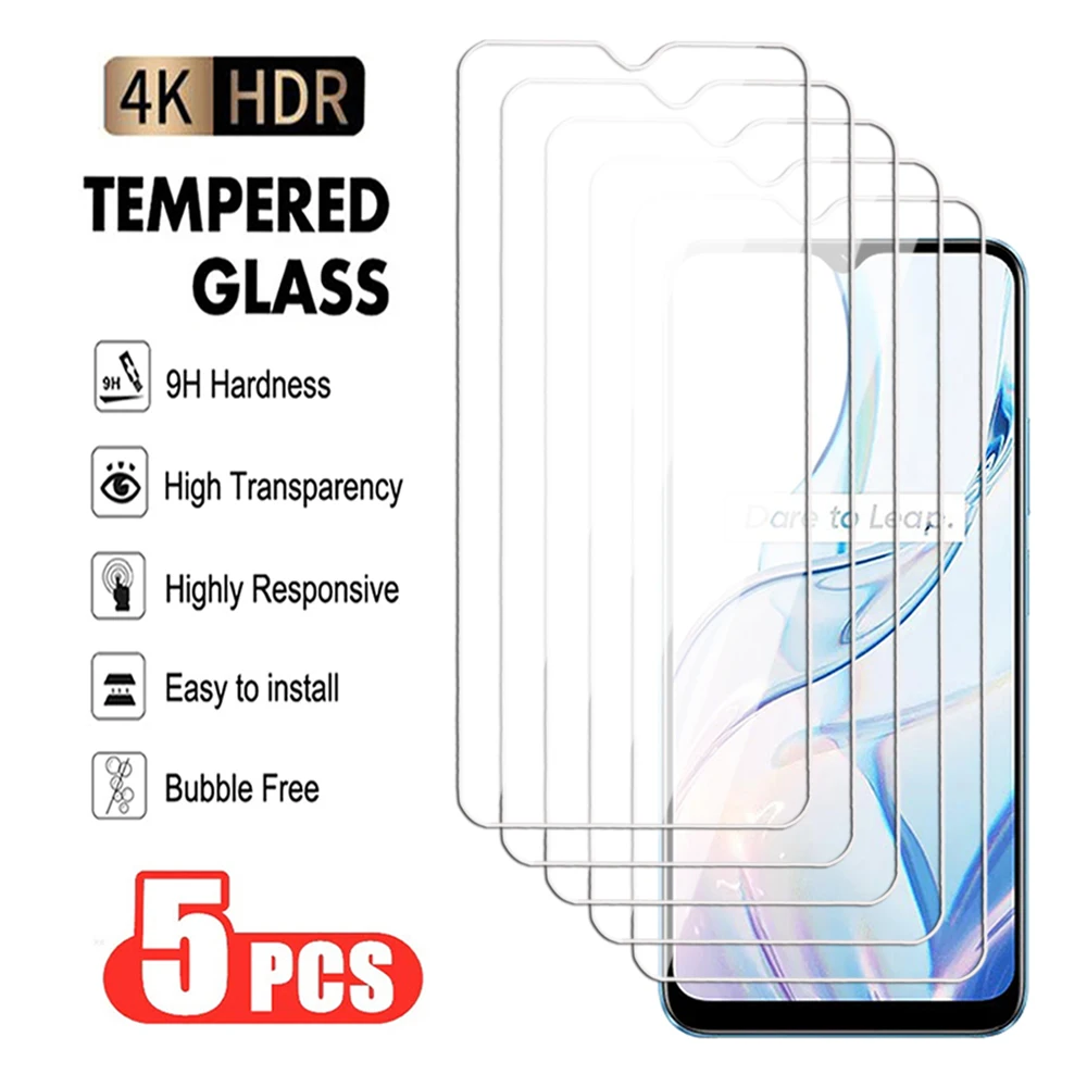 5Pcs Screen Protector For Realme C51 C53 C55 C20 C21 C25 C30 C31 C33 C35Tempered Glass Realme C25s C30s Transparent glass Film