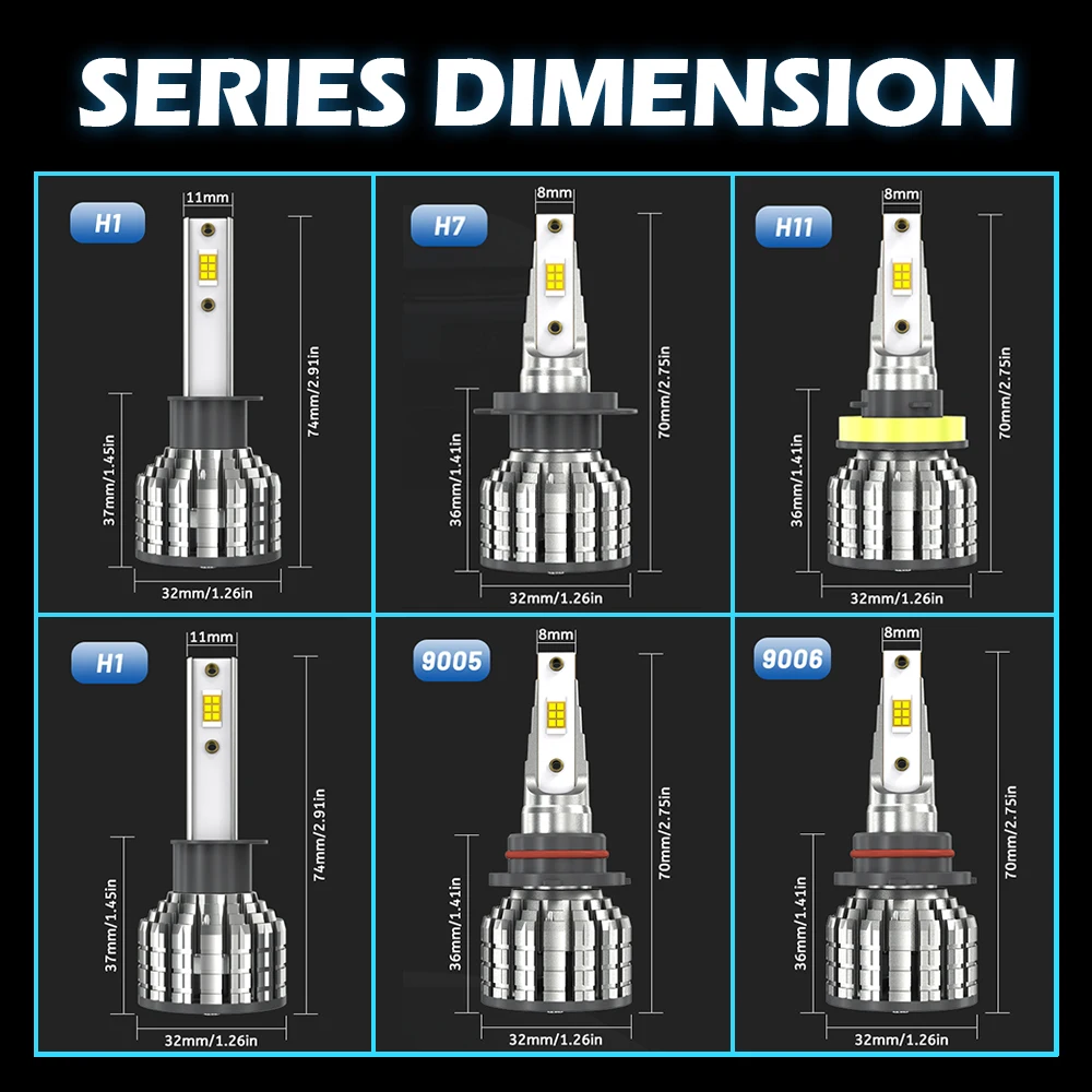 H7 H4 LED Headlight Bulbs 30000LM Canbus No Error H1 H11 9005 HB3 9006 HB4 Car Head Lamps 6000K White Auto Fog Lights 12V 24V