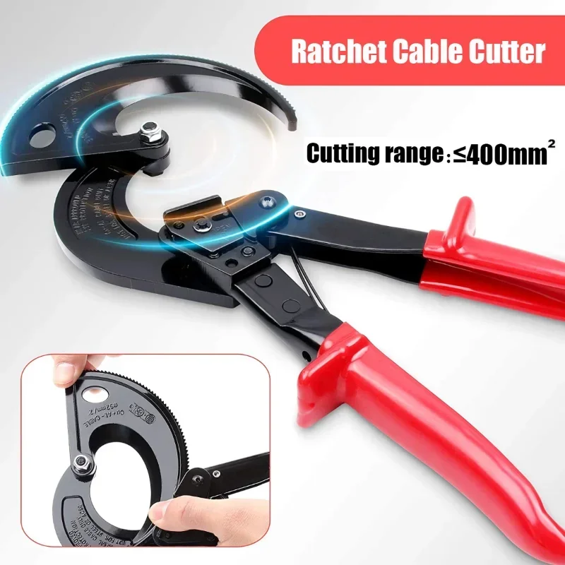 Cable Cutter Heavy Duty Aluminum Copper Ratchet Wire Cutter up to 400mm² HS-520A