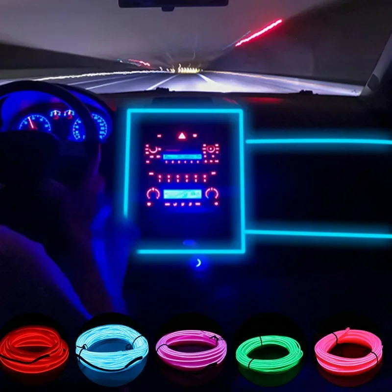 1/3M Universal Car Interior Ambient Light Strip Dashboard Ice Blue Decorative Lamp LED Light Strip USB Port Car Atmosphere Light