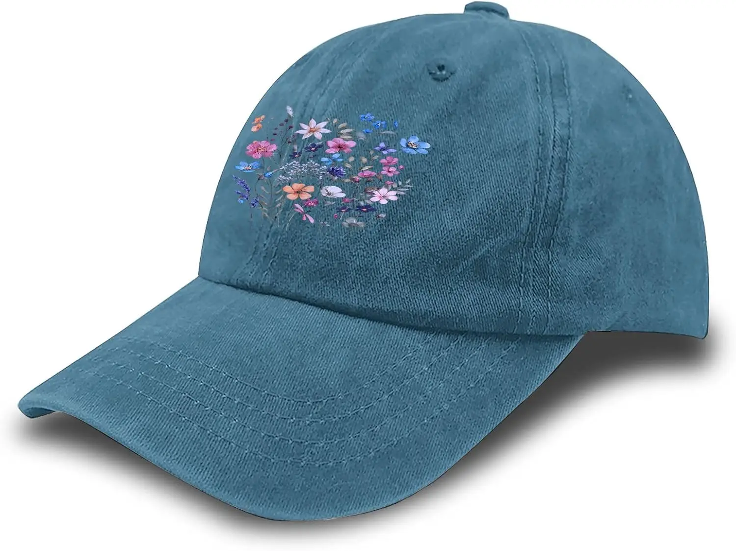 Wildflower Floral Flowers Hat for Women Funny Washed Distressed Baseball Cap