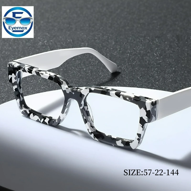 

Thick Square Cow Print Eyeglasses Frame Vintage Black White Tortoise Optical Glasses for Men Women Fashion Retro Spectacles