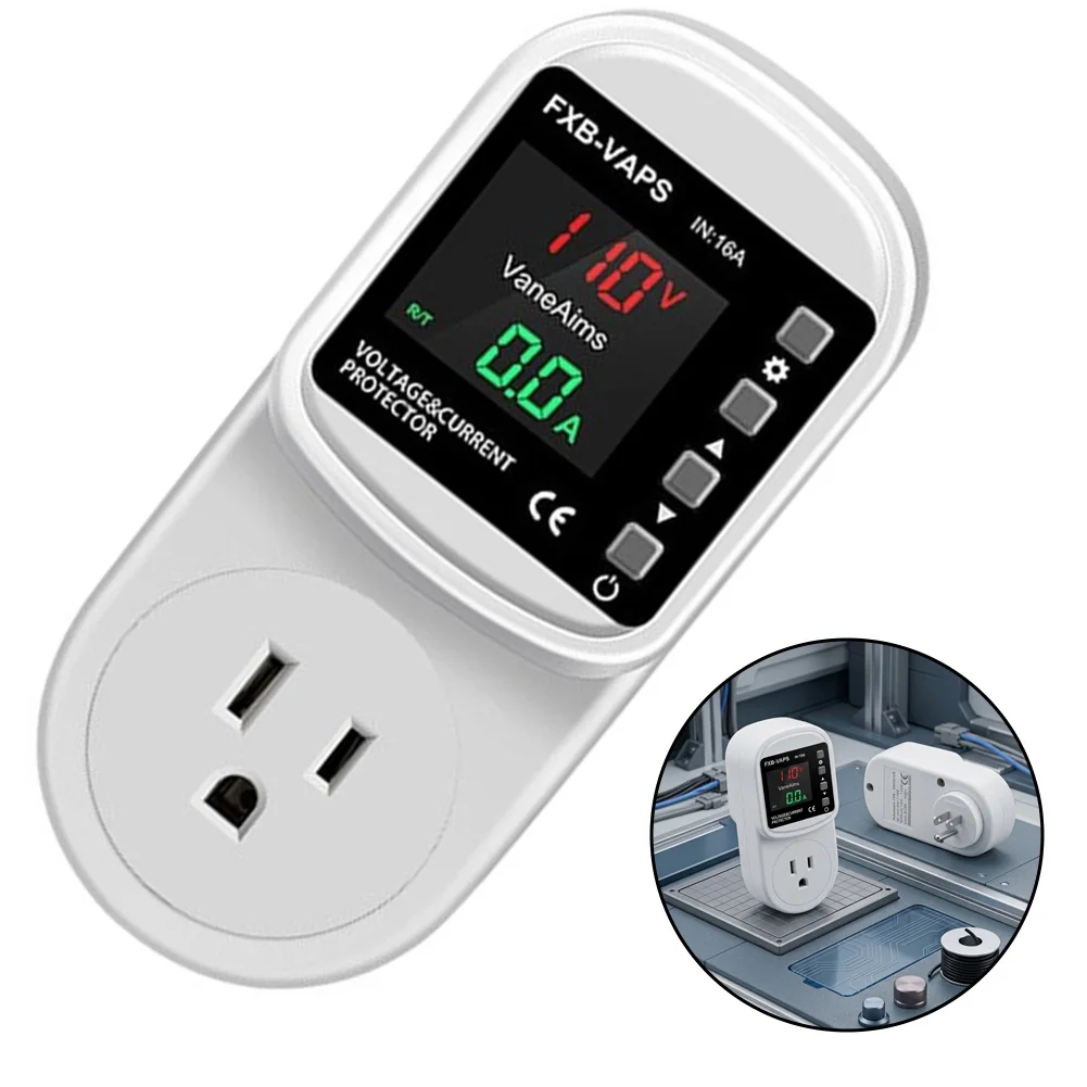 16A Adjustable Over Under Voltage Protector For 110V Appliances, Auto Power Cutoff & Safe Restoration Relay