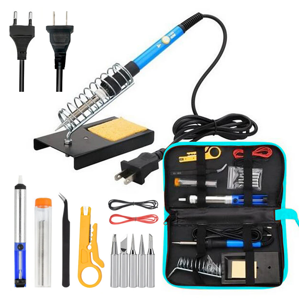 

60W Adjustable Temperature Electric Soldering Iron Set 220V 110V Welding Desoldering Rework Station Heat Pencil Tips Repair Tool