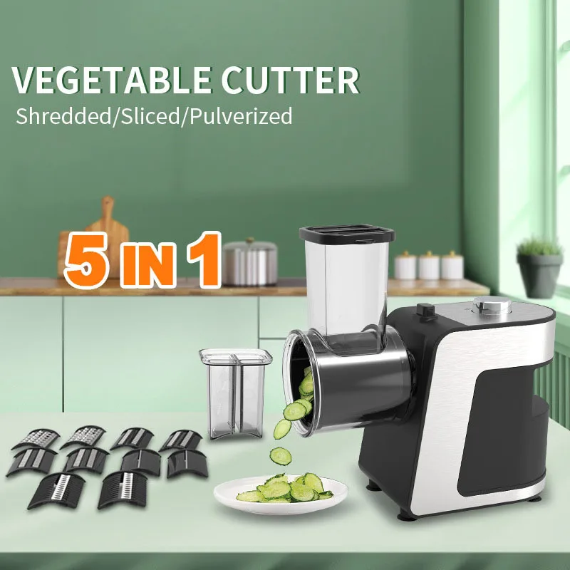 220V /110V 5 In 1 Electric Vegetable Chopper Multifunctional Potato Slicer Vegetable Cutter Salad Maker Kitchen Cheese Grater