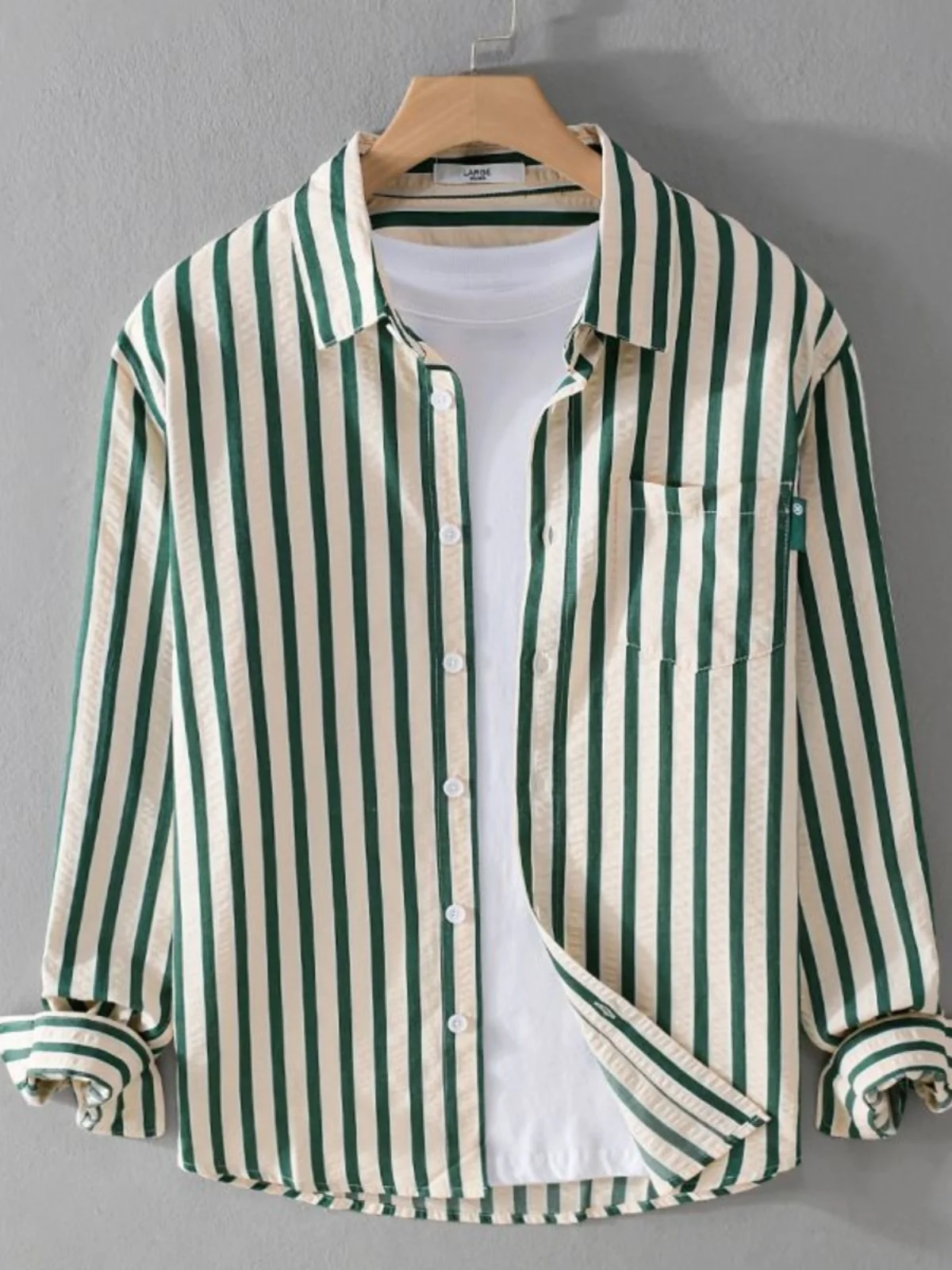 

Trendy Men's Cheered Long Sve Casual irt Haome Literary Sle Thin Japanese Brand Autumn Season Regular Thin