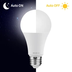 15W E27 Auto zmierzch o świcie poza lampka nocna z żarówką LED z czujnikiem światła lampa zewnętrzna do garaży korytarze werandy oświetlenie ogrodowe