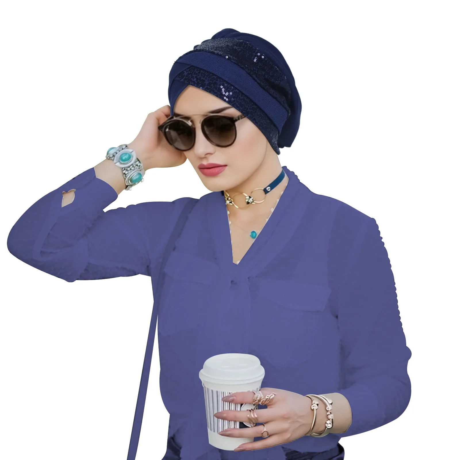 

Forehead Cross Bonnet Sequins Beanies Indian Hat Turban Women Chemo Cap Muslim Hijab Headscarf Bandanas Headband Turbante Mujer