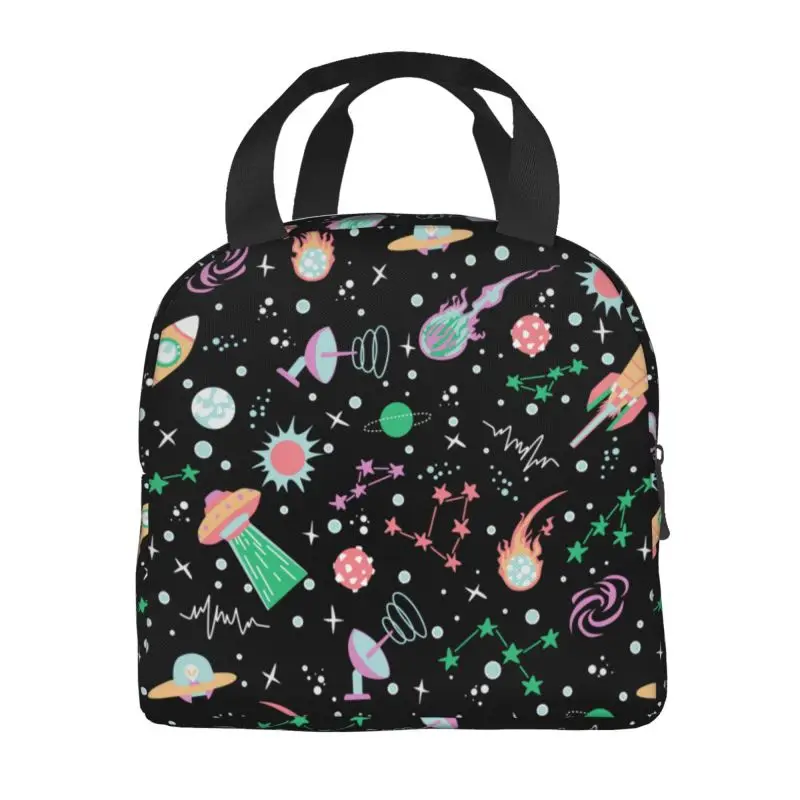 Universe Astronaut Spaceship Insulated Lunch Bags for Space Rocket Galaxy Planet Resuable Thermal Cooler Food Lunch Box Camping