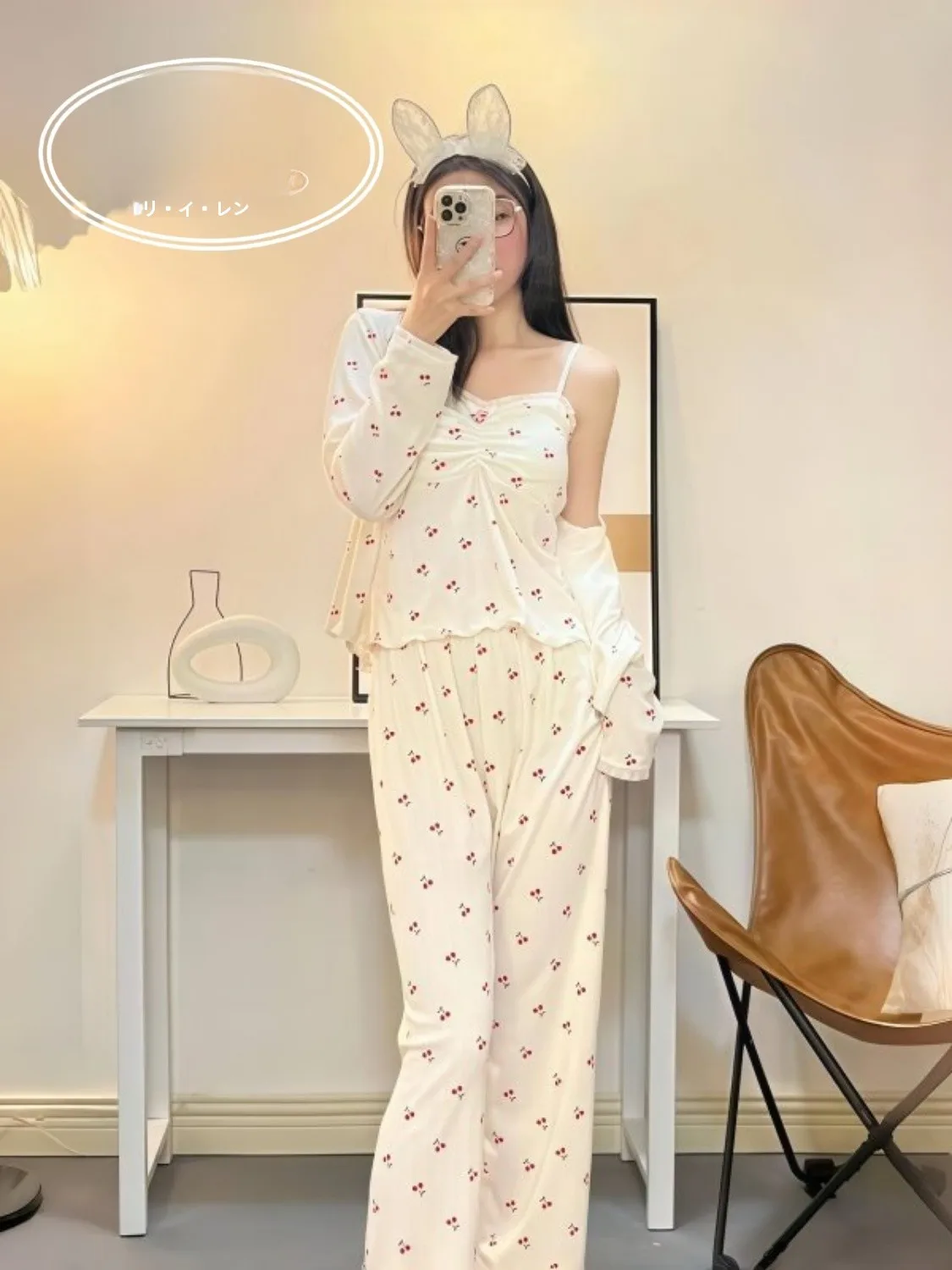 conjunto-de-ropa-de-dormir-sexy-de-algodon-puro-para-mujer-ropa-para-el-hogar-con-relleno-en-el-pecho-estampado-de-cerezas-dulces-comodo-cuello-en-v-para-primavera-verano-y-otono