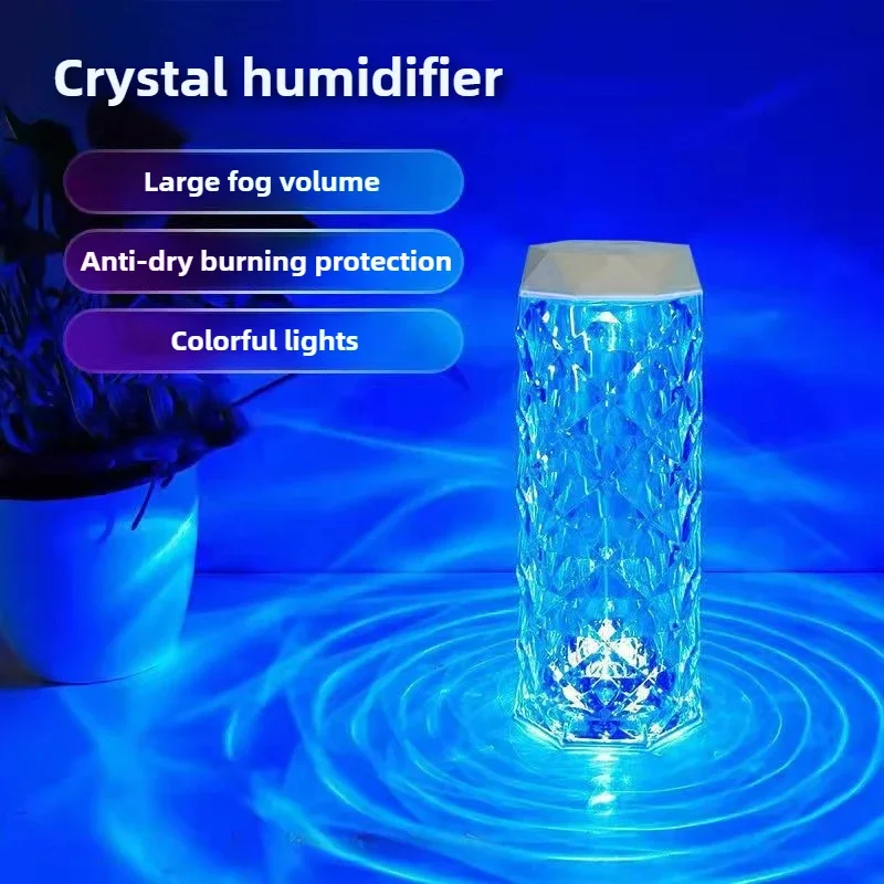 Creative Crystal Air Humidifier USB Bedroom Desktop Coloful Atmosphere Lights Humidifier Ultrasonic Mute Mist Maker Diffuser