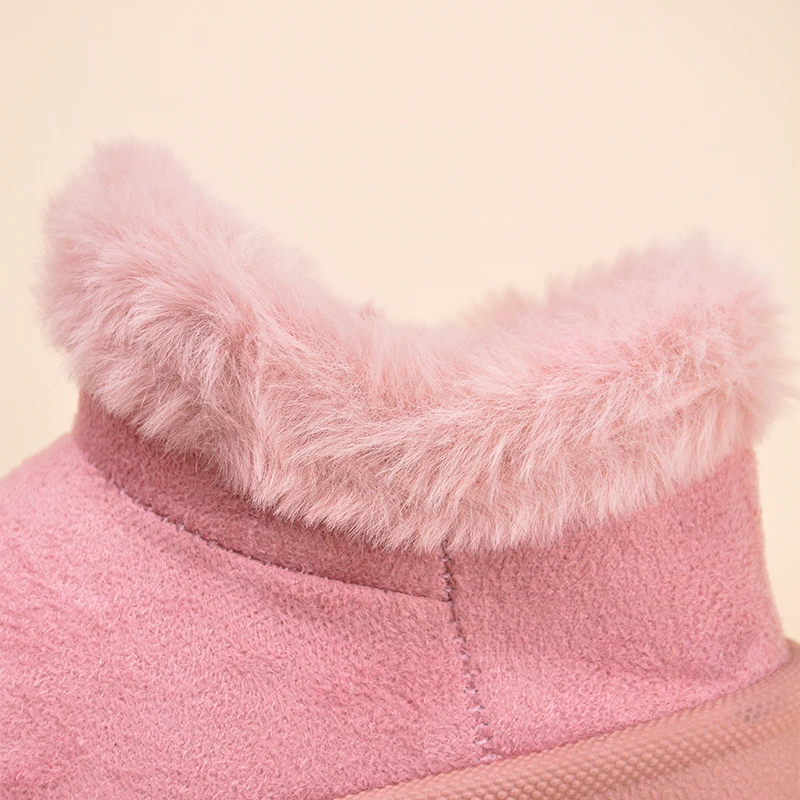 Little Girls Lovely Winter Stylish Warm Preppy Ankle Boots Kids Suede Comfortable Non-Slip Princess Shoes EK9S188