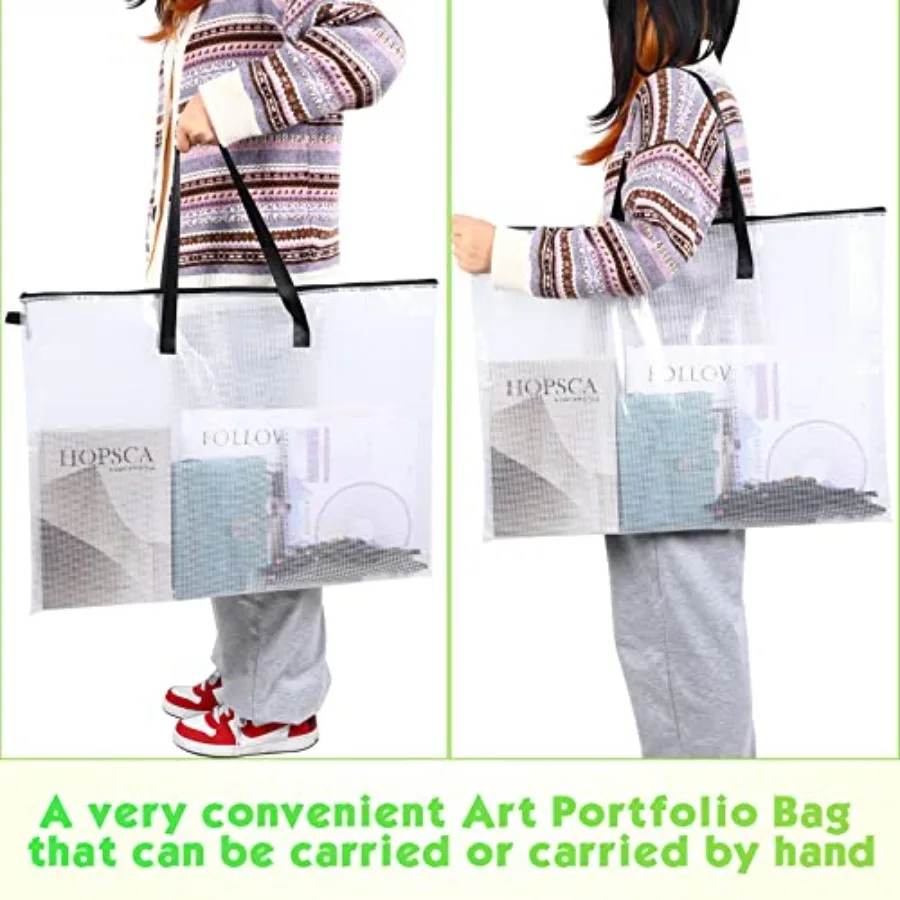 Saintrygo Bolsa de portafolio de arte de 10 piezas, 19 x 25 pulgadas, organizador de suministros para artistas con cremallera y asa para carteles grandes, alma de ilustraciones